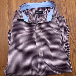 NAUTICA MENS BUTTON DOWN SHIRT XL MAROON